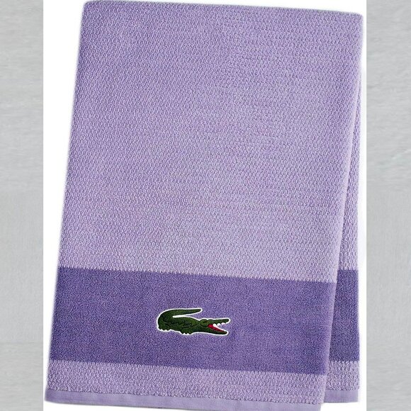 LACOSTE Other - LACOSTE Purple Lilac Big Crocodile Bath Towel Measures 30" x 52"